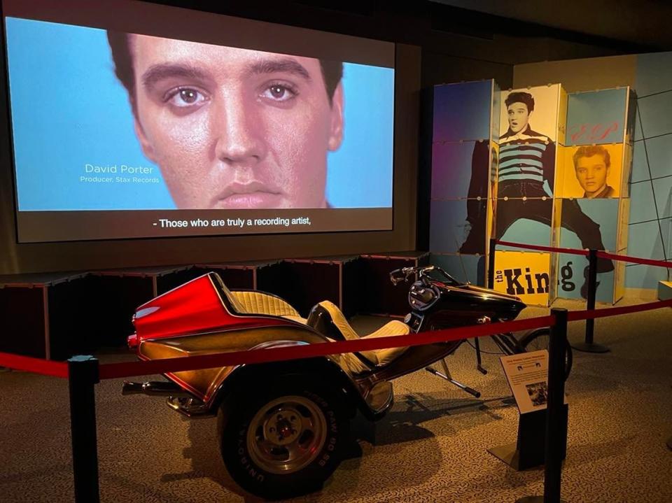 The Rock & Roll Hall of Fame in Cleveland includes an Elvis exhibit featuring clothing, memorabilia and video footage documenting his career.