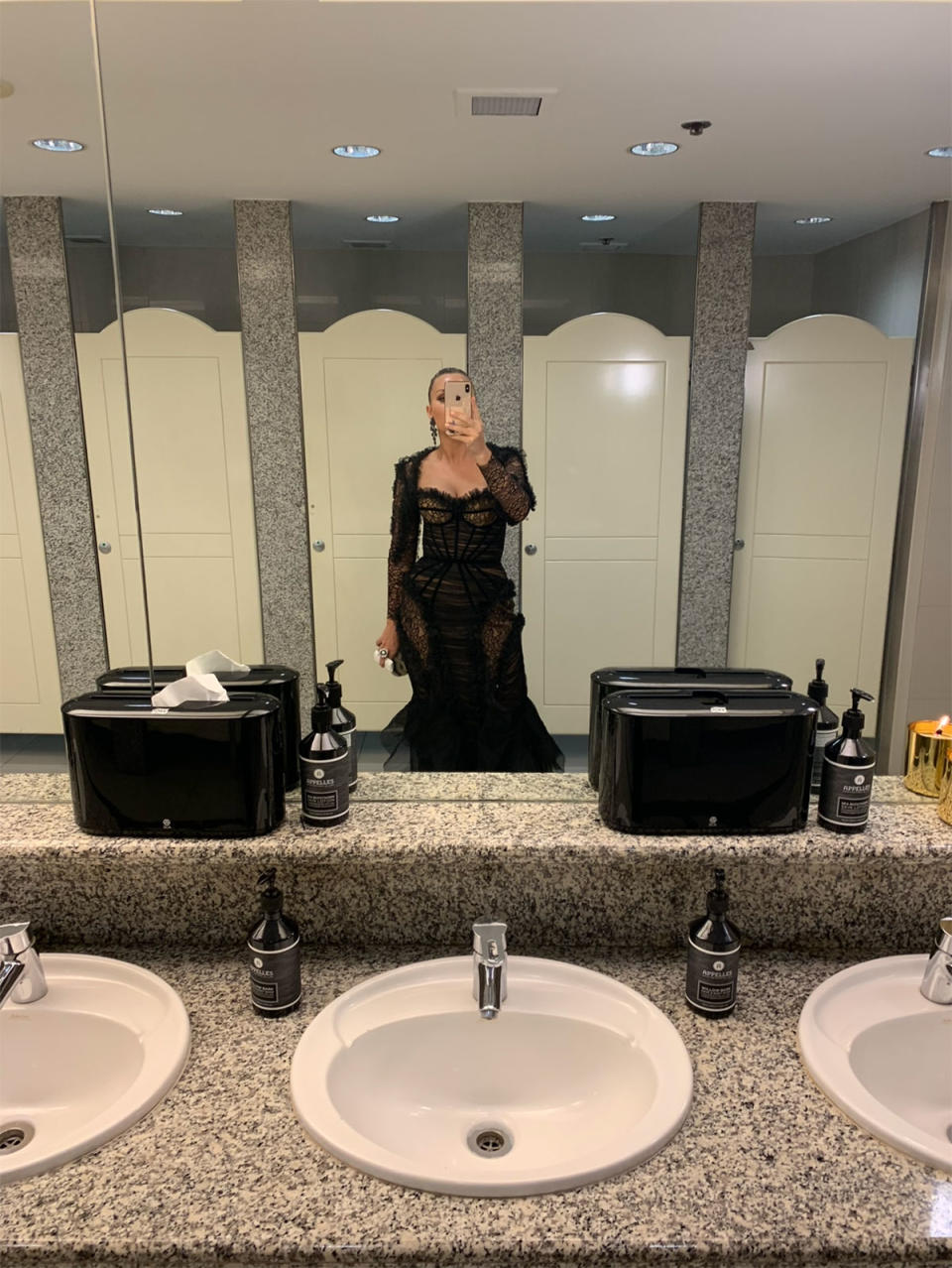 Sophie Dillman in the bathroom at the Logies