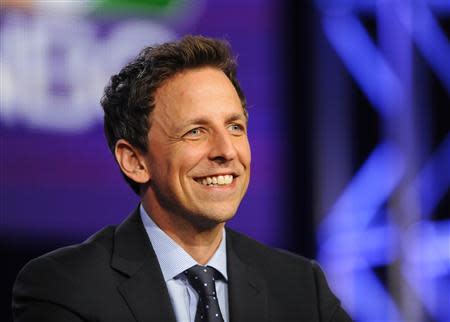 Host Seth Meyers takes part in a panel discussion about "Late Night with Seth Meyers" at the NBC portion of the 2014 Winter Press Tour for the Television Critics Association in Pasadena, California, January 19, 2014. REUTERS/Gus Ruelas