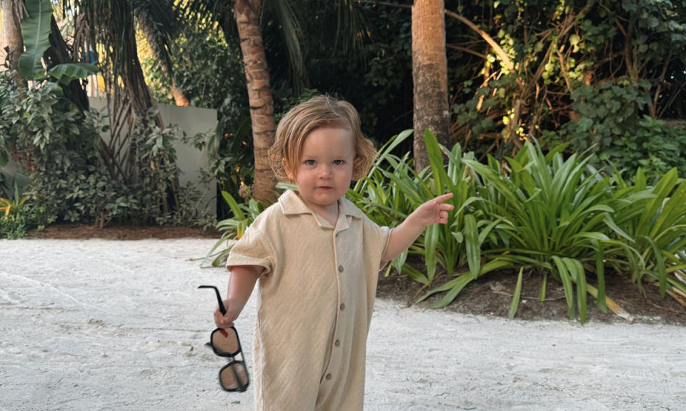 Lottie Tomlinson and Lewis Burton's son Lucky in the Maldives. (Lottie Tomlinson)