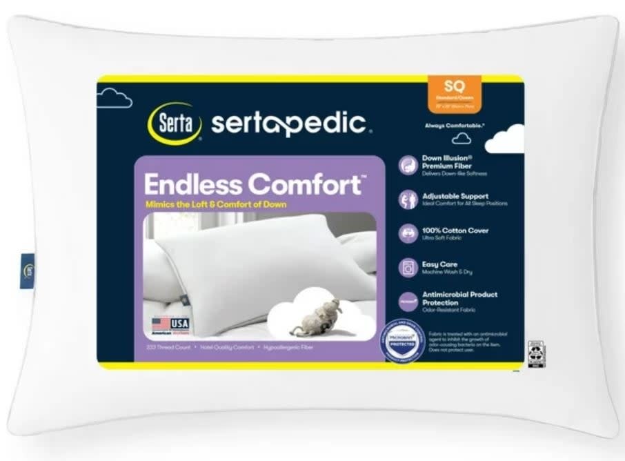 sertapedic endless comfort pillow in packaging