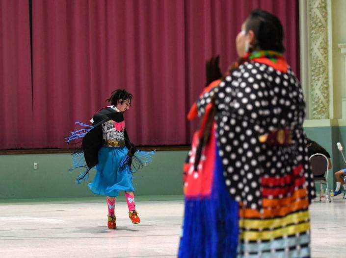 Monte Muggins dances at the inaugural Two-Spirit Wacipi in Sioux Falls on Thursday, June 16, 2022, at the Multicultural Center.