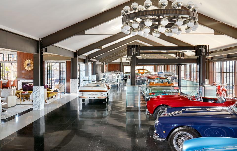 Another view of the main room. A 1956 Fiat Eden Roc stands at left.