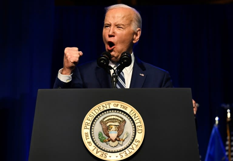 President Joe Biden talks about the US economy at the Milton J. Rubenstein Museum in Syracuse, New York, on April 25, 2024 (ANDREW CABALLERO-REYNOLDS)