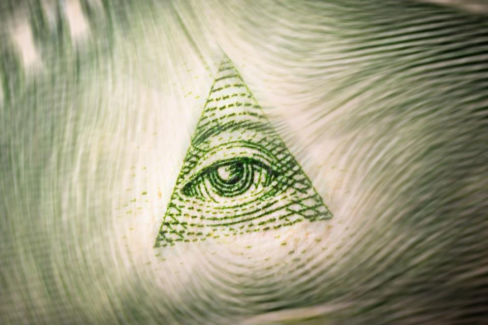 one dollar banknote eye of providence close up