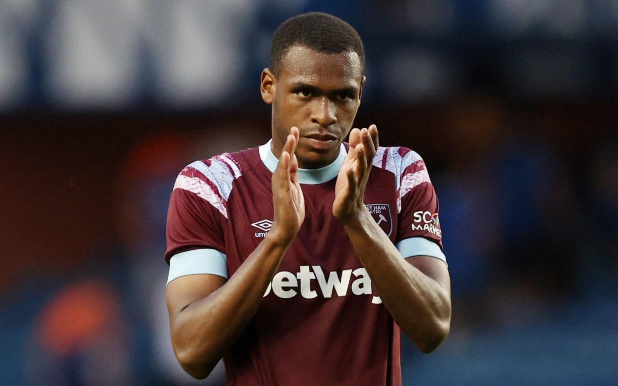 West Ham United's Issa Diop applauds the fans after the match - Reuters