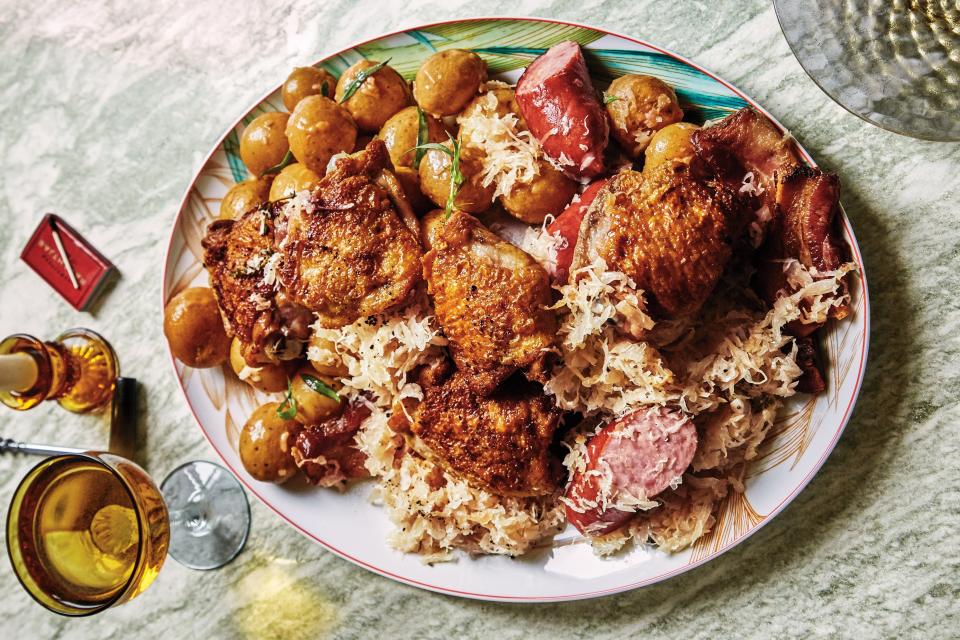 Chicken and Bacon Choucroute with Potato Salad