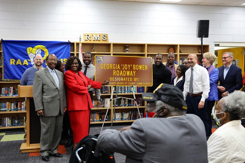 Leon County unveils new road sign to honor Georgia "Joy Bowen" on Jan. 25, 2023.