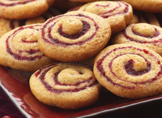 These cookies have a bright, zesty filling and spicy aroma. They're convenient because you can make the logs of cookie dough ahead, then pull them out of the freezer and slice and bake as you need.    <strong>Get the <a href="http://www.huffingtonpost.com/2011/10/27/cranberry-honey-spice-pin_n_1049368.html" target="_hplink">Cranberry-Honey Spice Pinwheel Cookies</a> recipe</strong>