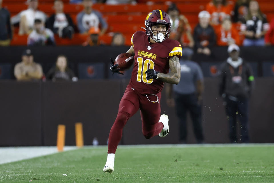 Washington Commanders wide receiver Kazmeir Allen (10). (AP Photo/Kirk Irwin)