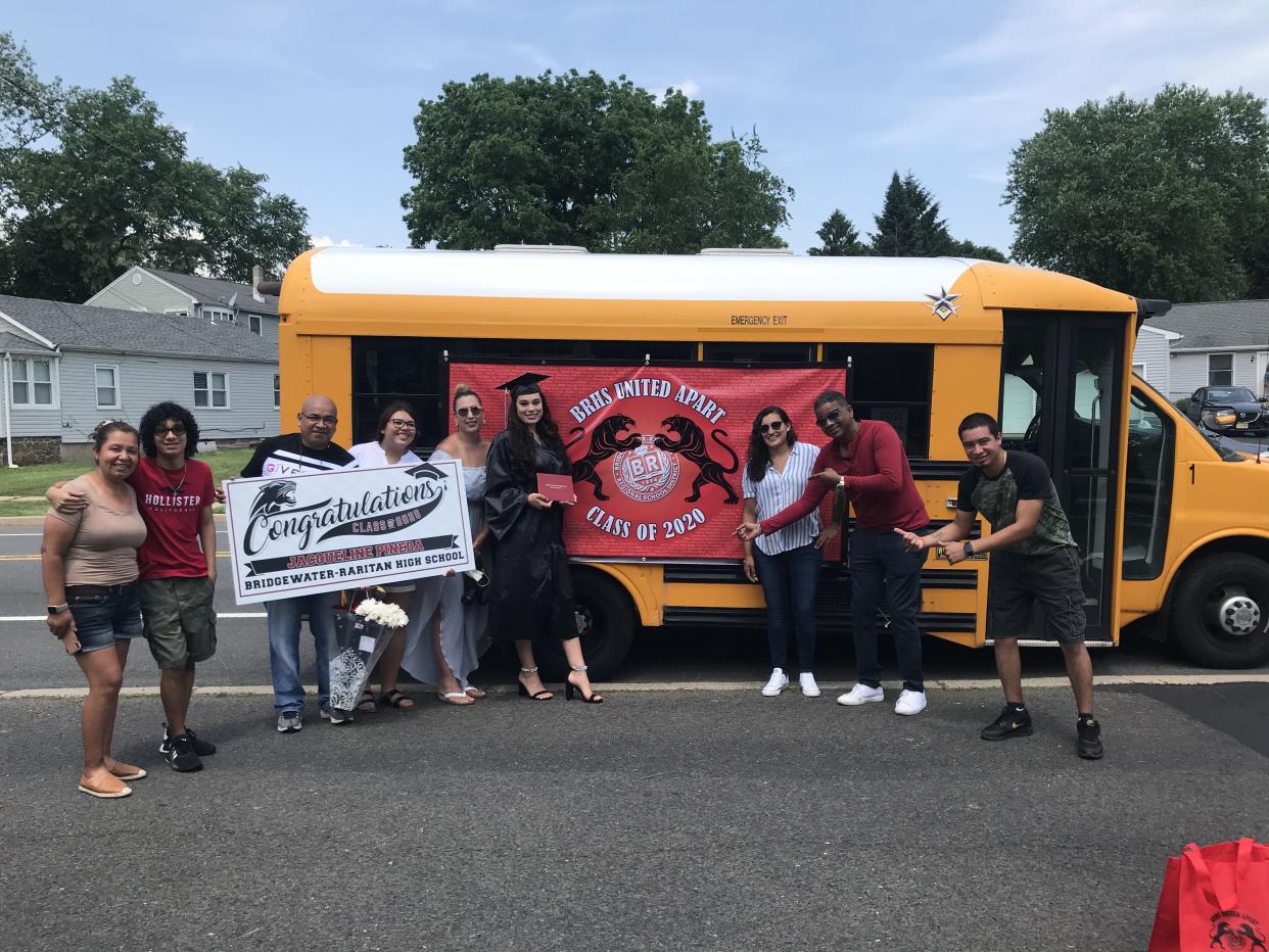 Bridgewater-Raritan High School organized a traveling graduation ceremony for senior students. (Photo: Courtesy of Bridgewater-Raritan High School)