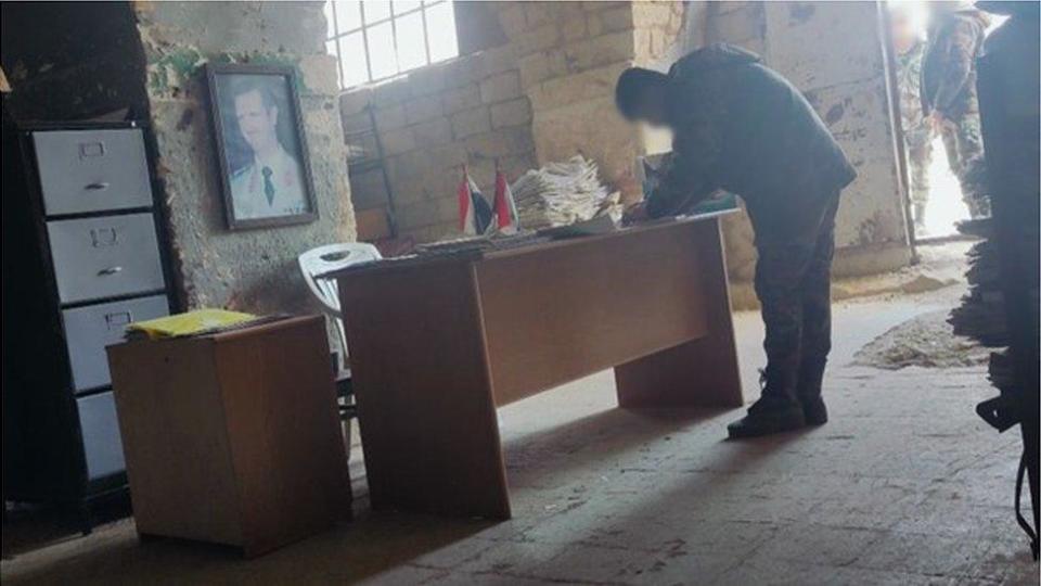 Imágenes del interior de un cuartel en Alepo