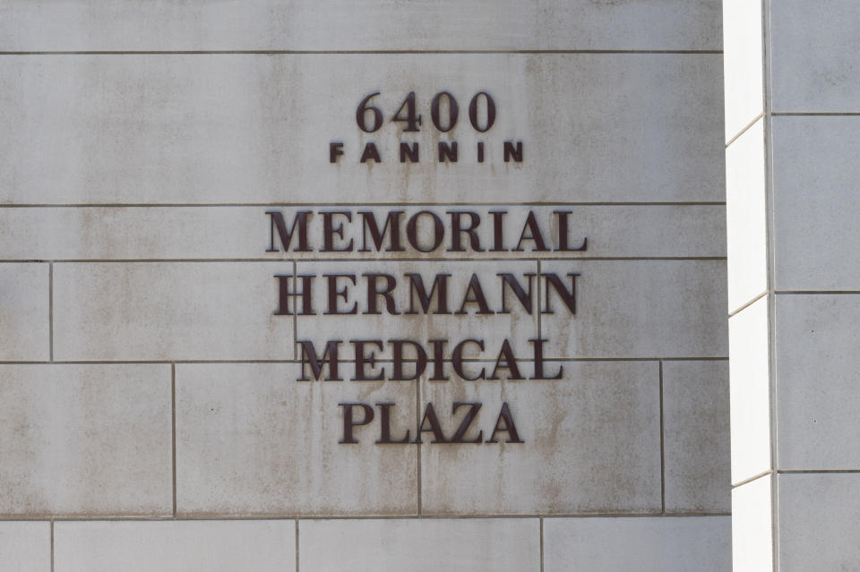 Buildings associated with Memorial Hermann Hospital and medical complex are visible Friday, April 12, 2024 in the Medical Center district of Houston. Memorial Hermann-Texas Medical Center has halted its liver transplant and kidney transplant programs. The Houston Chronicle reported Thursday that the hospital discovered a doctor manipulated records for liver transplant candidates. (Kirk Sides/Houston Chronicle via AP)