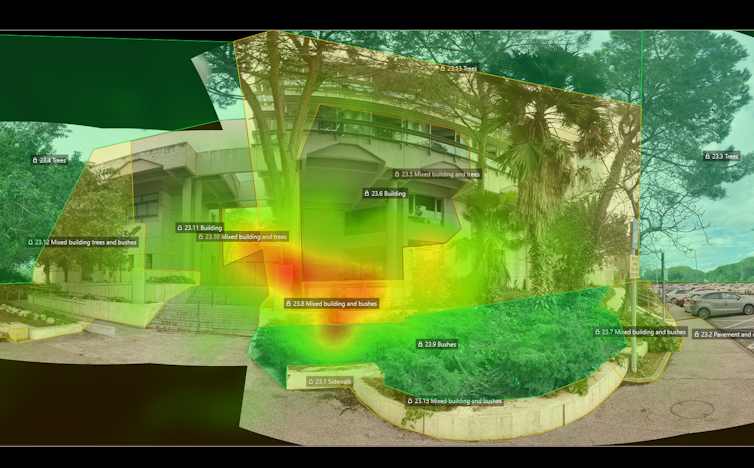 A heatmap depicting areas where participants gazed more or less.