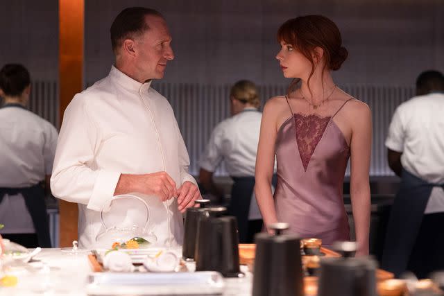 Eric Zachanowich/Searchlight Pictures Ralph Fiennes and Anya Taylor-Joy in 'The Menu'