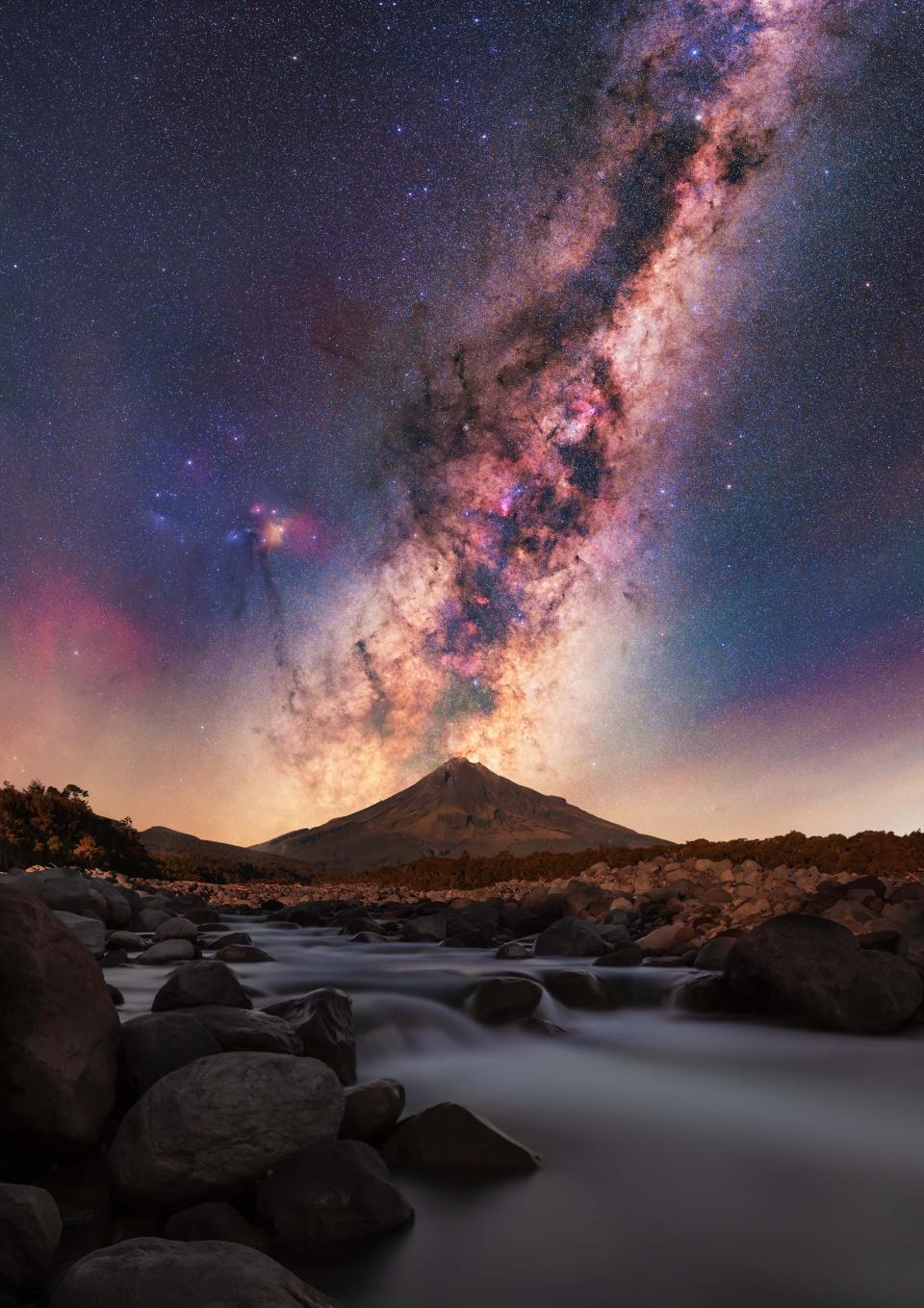 Miky Way Rising Over Stony River and Mt. Taranaki by Brendan Larsen.