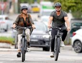 <p>Chris Hemsworth and wife Elsa Pataky to enjoy a bike ride together on Wednesday in Sydney Australia. </p>