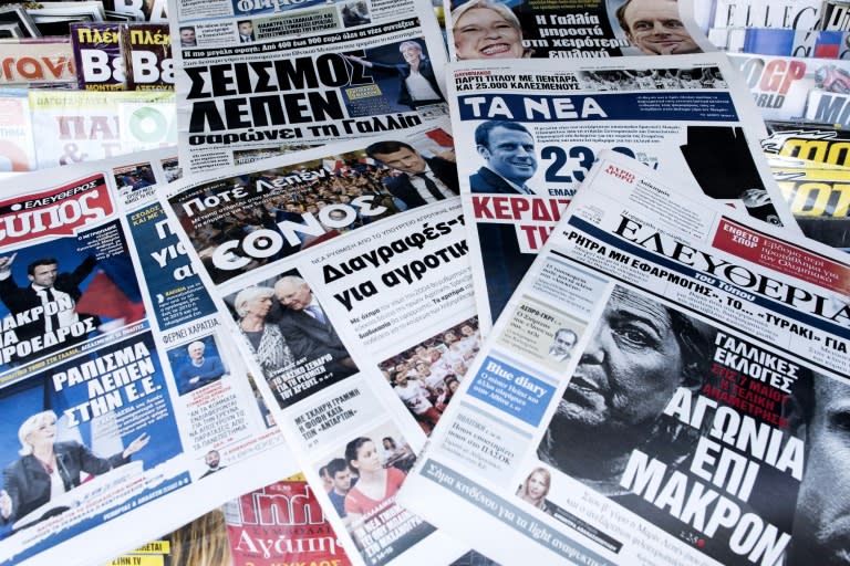 Newspapers in Greece, which has been on the sharp end of the EU's financial crisis in recent years, are also watching the French election closely