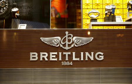 FILE PHOTO: The logo of Swiss watch manufacturer Breitling is seen at a store in Zurich, Switzerland October 26, 2016. REUTERS/Arnd Wiegmann/File Photo