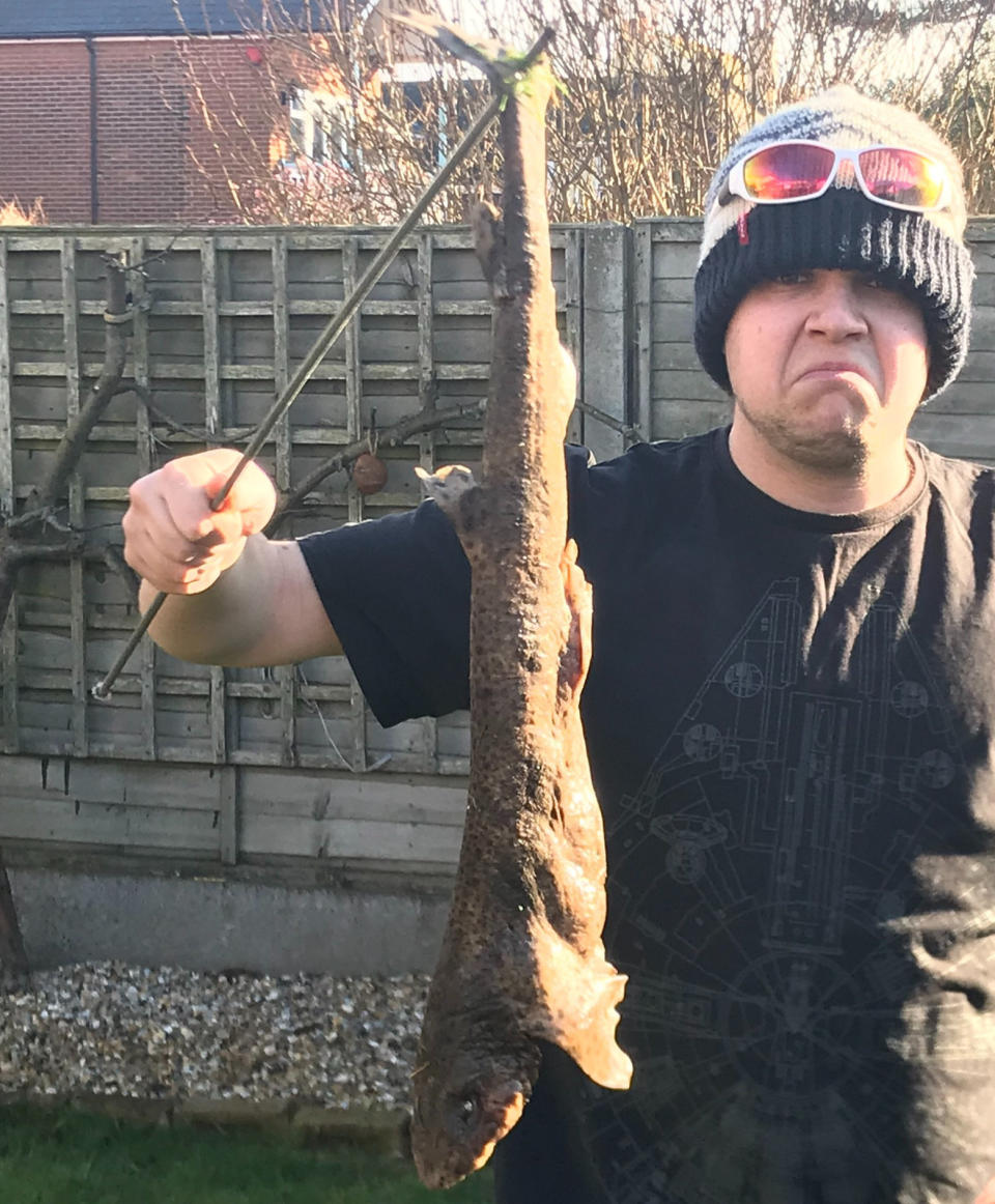 James Hill found the shark in his garden (Picture: SWNS)