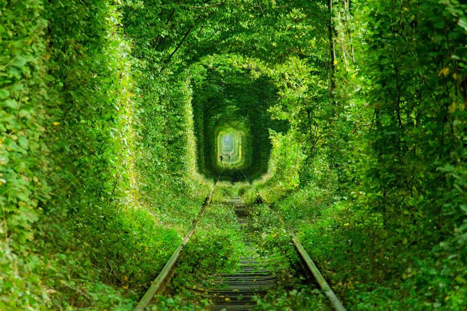 <p>Abandoned tracks lead into the Tunnel of Love near Klevan, Ukraine // Date unknown</p>