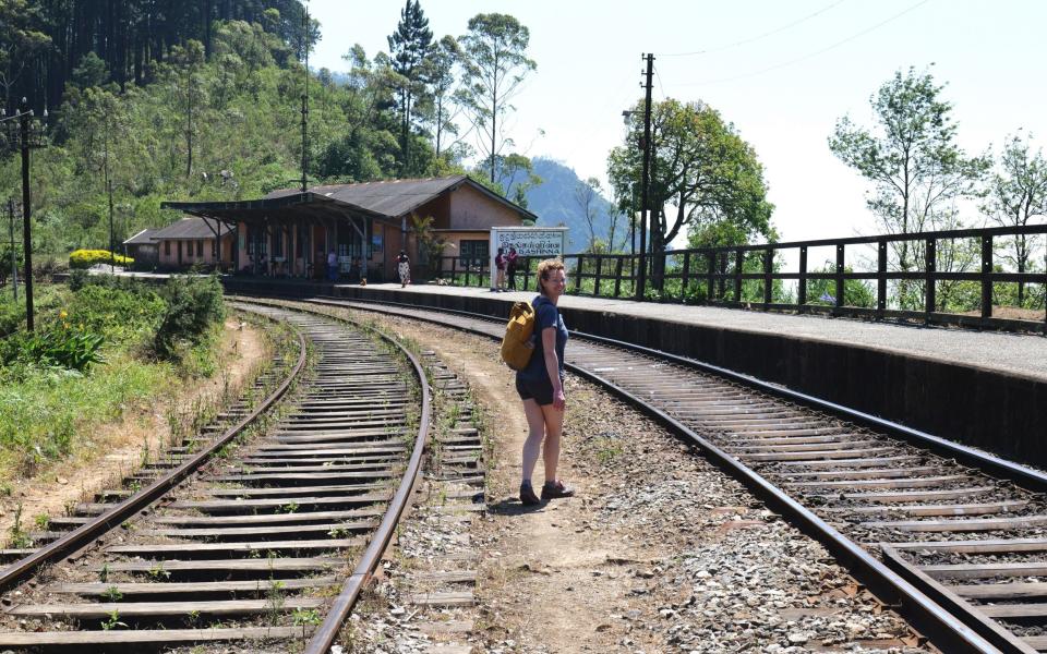 Railway lines serve as footpaths in rural Sri Lanka