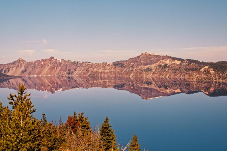 Crater Lake is a National Park famous for its lake in the center of a volcano via Getty Images