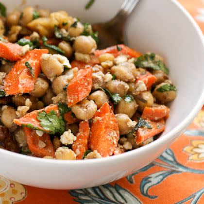 Roasted Carrot and Chickpea with Feta Salad