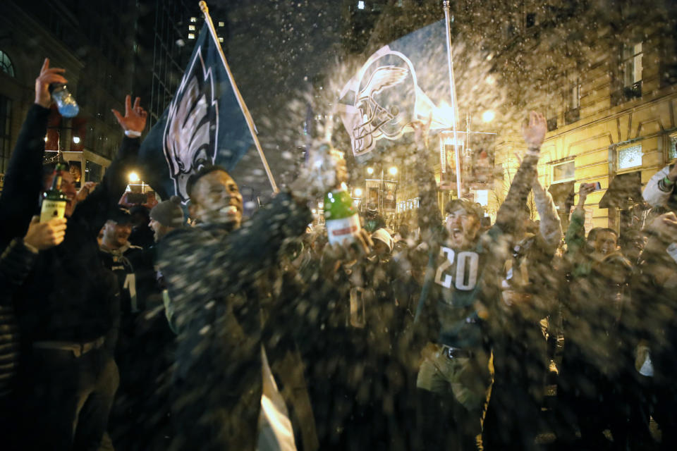 Eagles fans celebrate in the streets