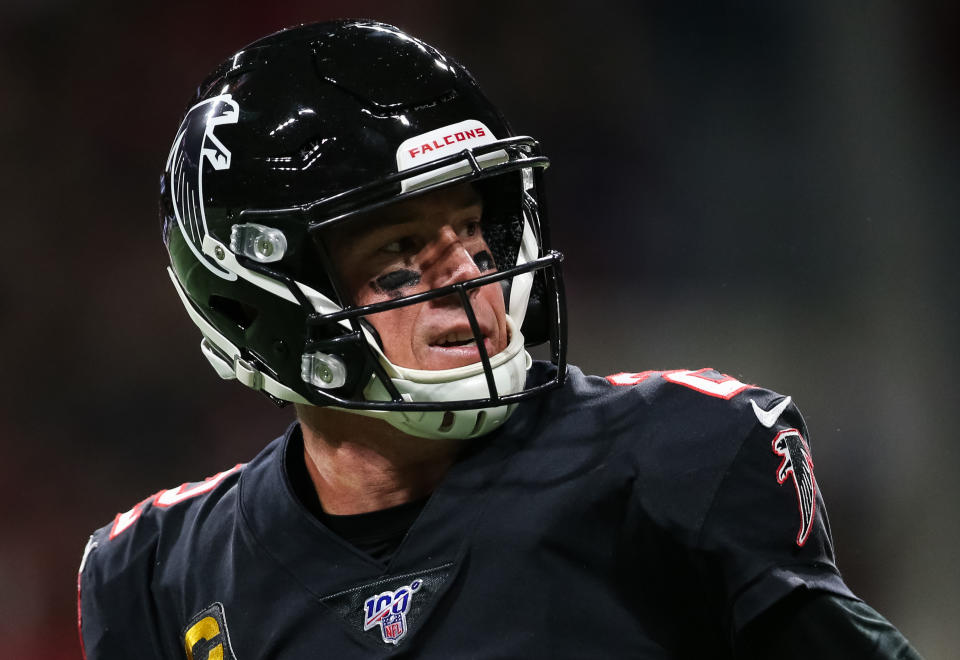 Matt Ryan threw an interception to a defensive tackle, and then it got worse. (Photo by Carmen Mandato/Getty Images)