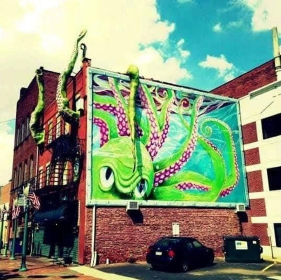 "Polypus," the three-dimensional octopus mural created on a building on Fourth Street NW in Canton, became a brightly colored landmark and was eye-catching to passersby when it was introduced to the community more than a dozen years ago.