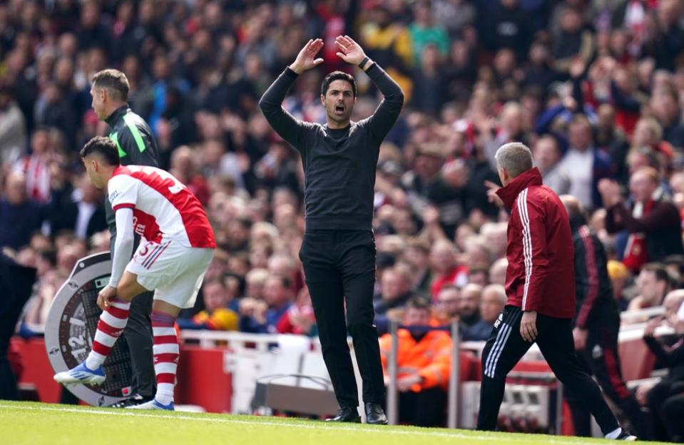 Mikel Arteta is confident there will be no hangover for Arsenal if they miss out on the Champions League (John Walton/PA) (PA Wire)