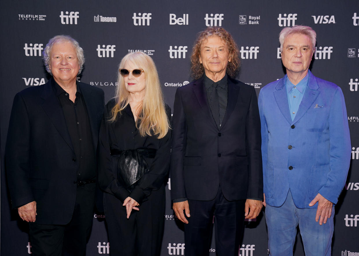 TORONTO, ONTARIO - SEPTEMBER 11: (L-R) Chris Frantz, Tina Weymouth, Jerry Harrison and David Byrne attend the 