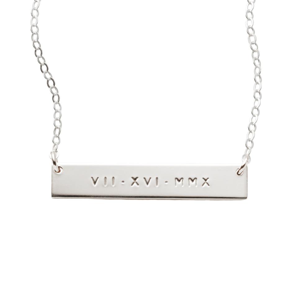 11) Roman Numerals Bar Necklace