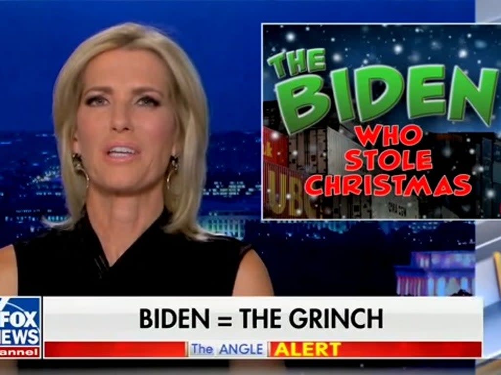 Fox News’s Laura Ingraham lays into Joe Biden over the supply chain crisis (Fox News)