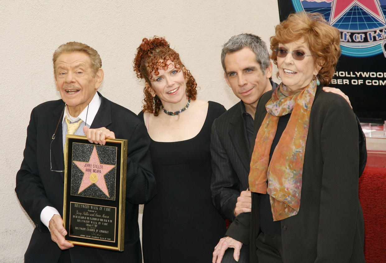 Jerry Stiller, Amy Stiller, Ben Stiller and Anne Meara (Photo by M. Tran/FilmMagic)