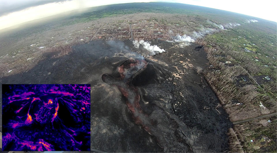 This Oct. 4 photo shows some of the devastation&nbsp;caused by the volcano in Leilani Estates. (Photo: USGS)