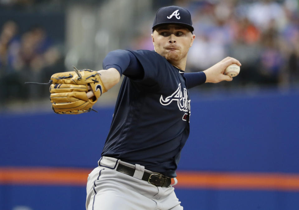 Hitters are having a hard time squaring up Atlanta Braves lefty Sean Newcomb. (AP Photo/Frank Franklin II)