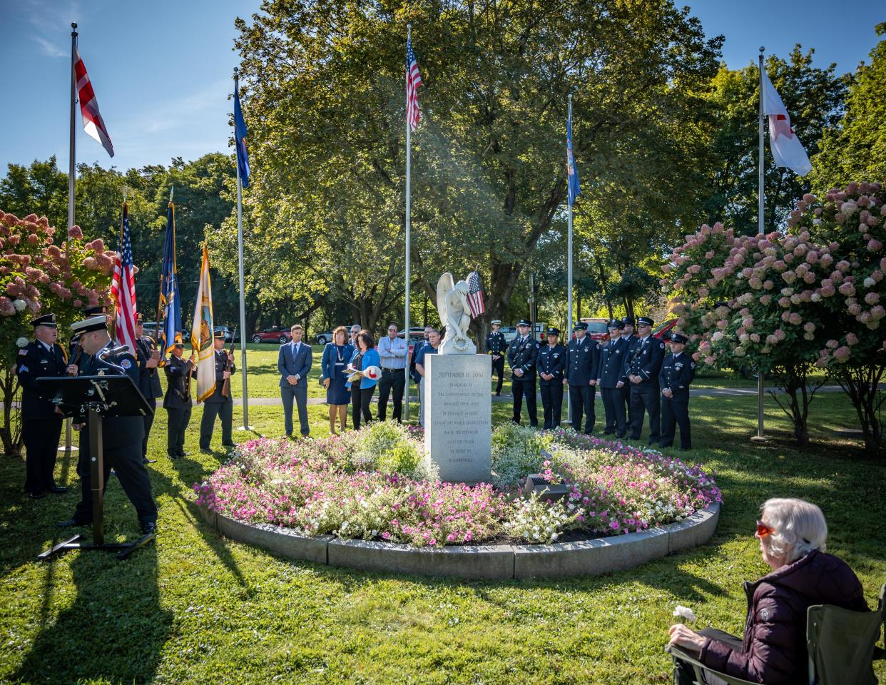 Local first responders, citizens and dignitaries attended a 9/11 Remembrance Ceremony on Sherman Drive in Utica, NY on Wednesday, September 11, 2024.