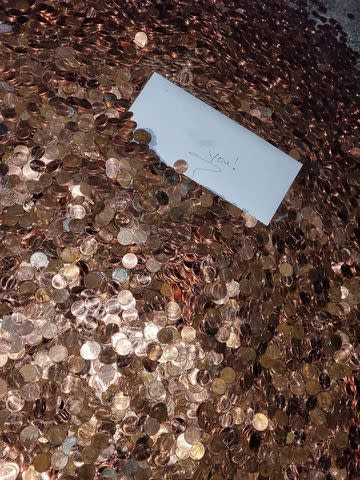 Courtesy Olivia Oxley The pennies delivered to Andreas Flaten.