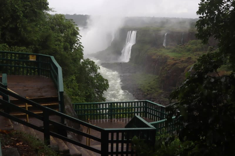 An empty observation platform at the Iguacu National Park is pictured after the its closure due to the coronavirus disease (COVID-19) outbreak in Foz do Iguacu