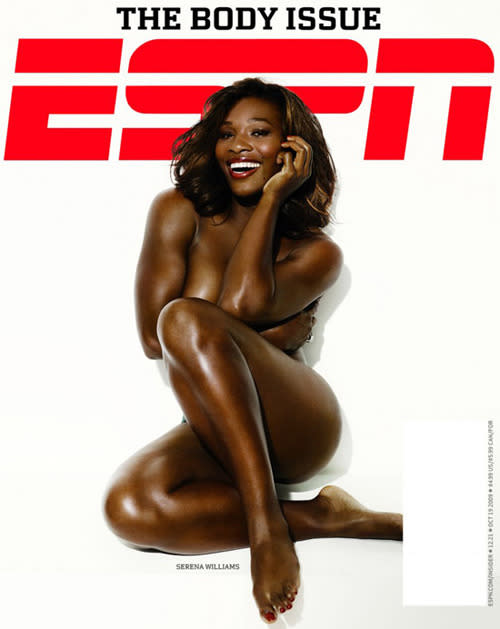 Le magazine ESPN fait poser la star du tennis Serena Williams, nue bien sûr. Une couverture magnifique, souriante et mettant enfin la lumière sur des corps athlétiques et en pleine forme. 