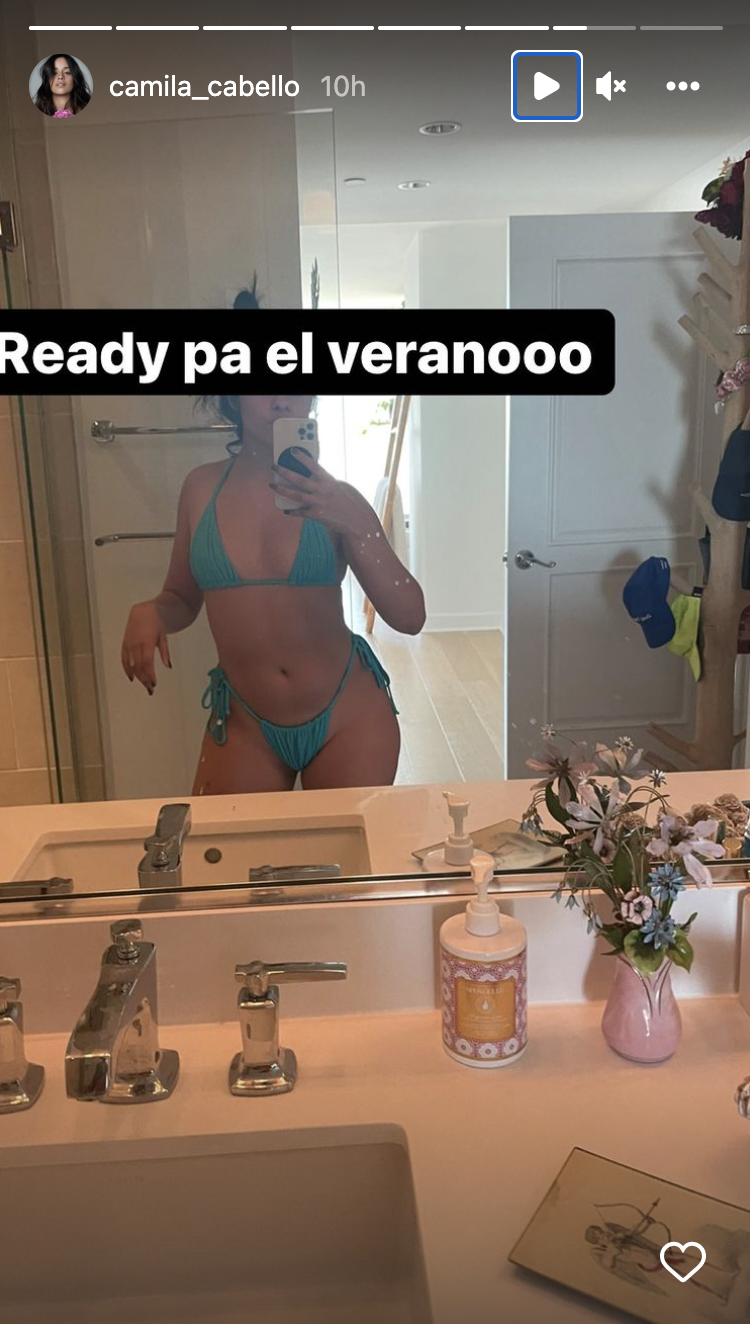 Camila Cabello poses in a blue bikini as she gets ready for summer. (Photo: Camila Cabello/Instagram)