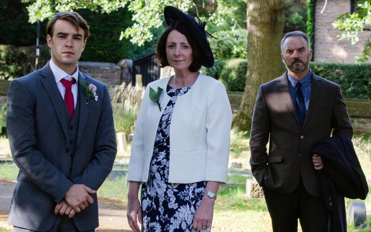 Nico Mirallegro, Marie Critchley and Mark Womack in Jimmy McGovern's Moving On - Kristy Garland/BBC