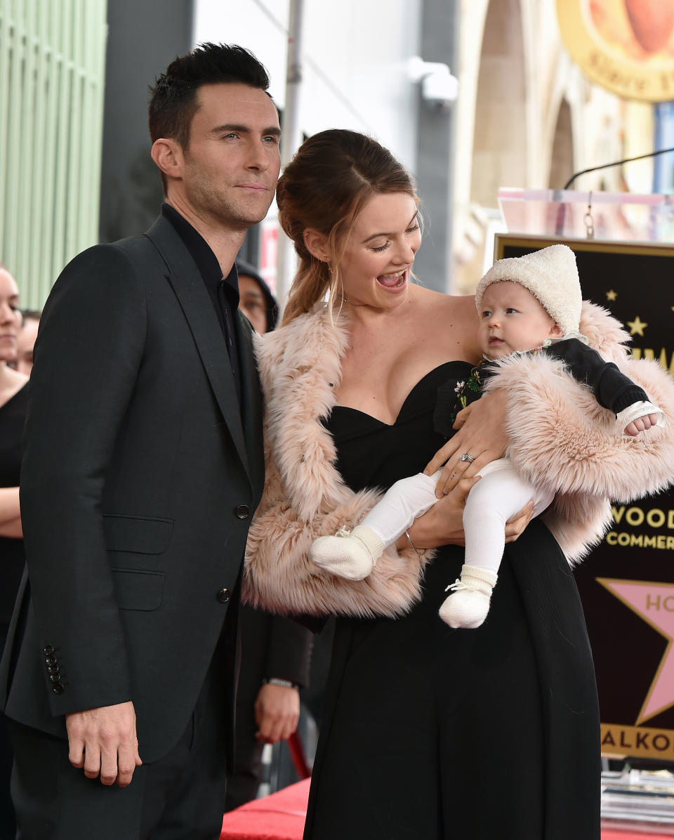 <p>Congratulations to Victoria’s Secret model Behati Prinsloo and her husband, Adam Levine. Prinsloo has given birth to the couple’s second child, and according to E! News she has the cutest name, just like her big sister. Baby Geo Grace Levine, joins the couple’s first child, Dusty Rose Levine. <em>[Photo: Getty]</em> </p>