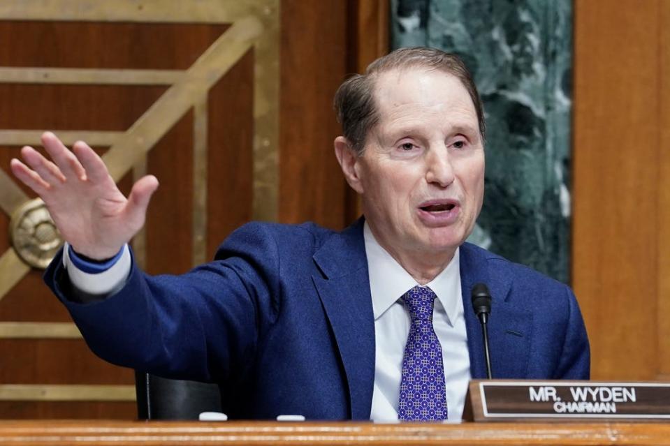 Sen. Ron Wyden, D-Ore., asks a question during the nomination of Daniel Werfel, to be the Internal Revenue Service Commissioner, Wednesday, Feb. 15, 2023, on Capitol Hill in Washington.