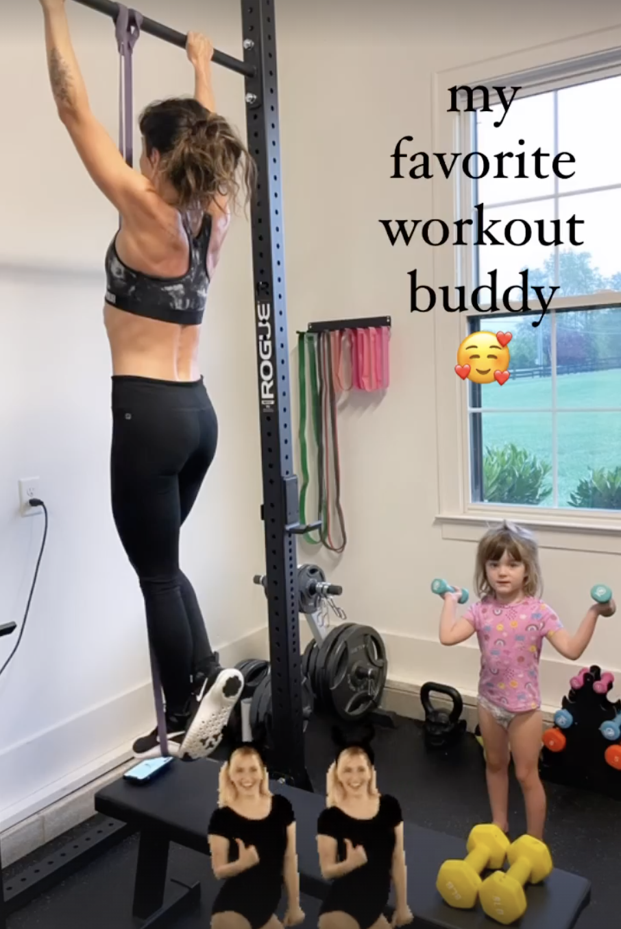 Shenae Grimes-Beech is enjoying her work out sessions with her thee-year-old daughter. (Photo via @shenaegrimesbeech on Instagram)