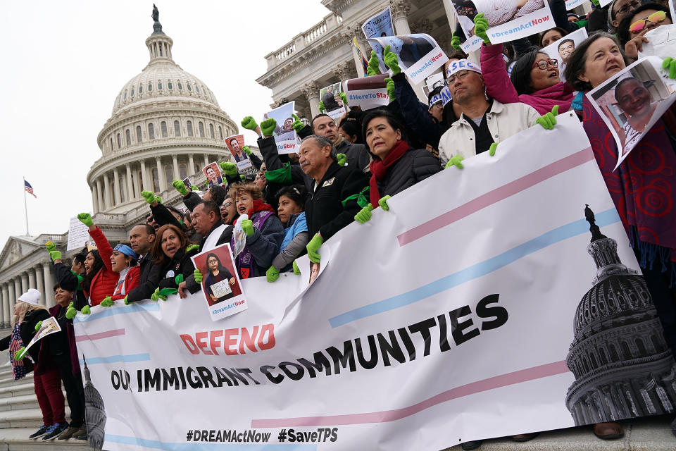 Some immigrant rights advocates rallied on the steps of the Capitol&nbsp;in an act of civil disobedience. (Photo: Alex Wong via Getty Images)