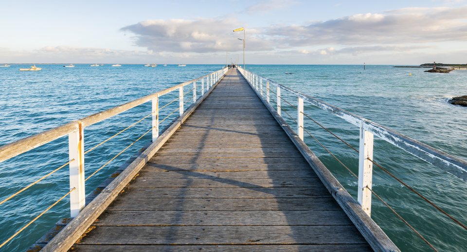 Beachport in South Australia, where a woman in her 50s was seriously injured during a shark attack. Source: Getty 