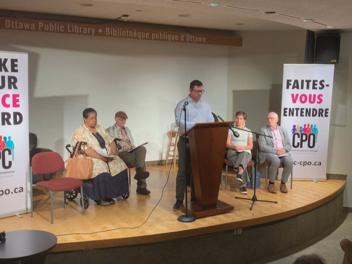 Members of the Ottawa People's Commission at its first public meeting. (CBC - image credit)